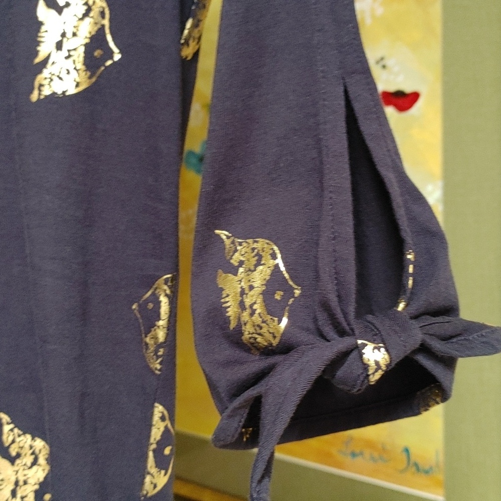 Lilly Pulitzer Navy Knit Gold Fish Dress Size XXS - Picture 3 of 7